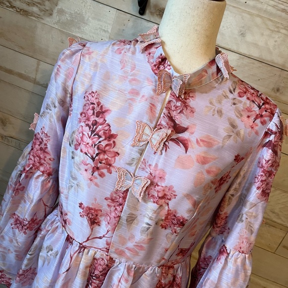 NWT INA size L pink butterfly midi dress - Picture 4 of 13